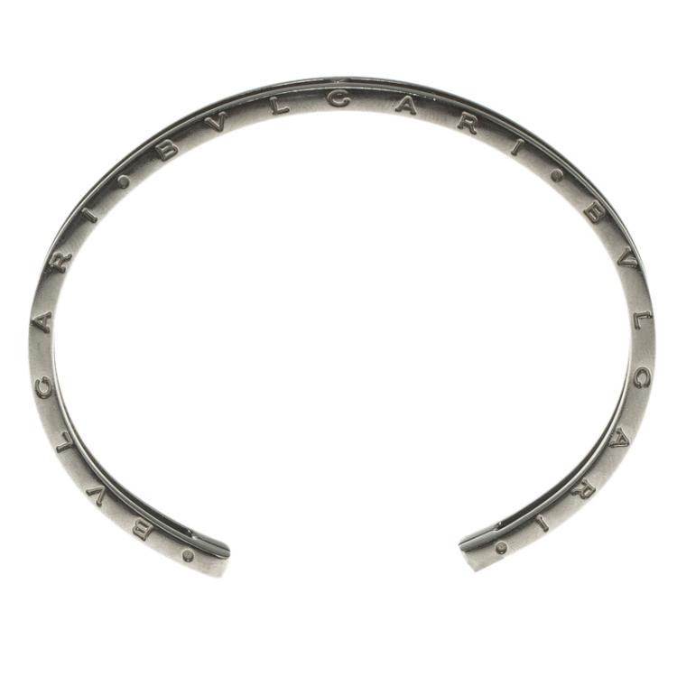 Pre Owned Bvlgari B.Zero1 18k Rose Gold & Steel Open Cuff Bracelet 15cm