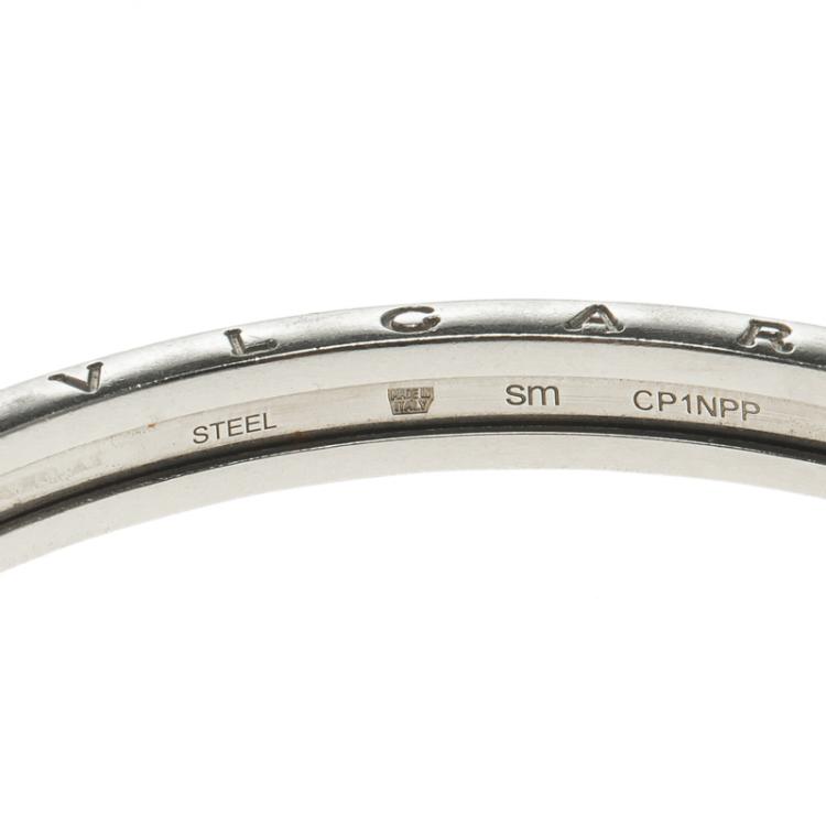 Pre Owned Bvlgari B.Zero1 18k Rose Gold & Steel Open Cuff Bracelet 15cm