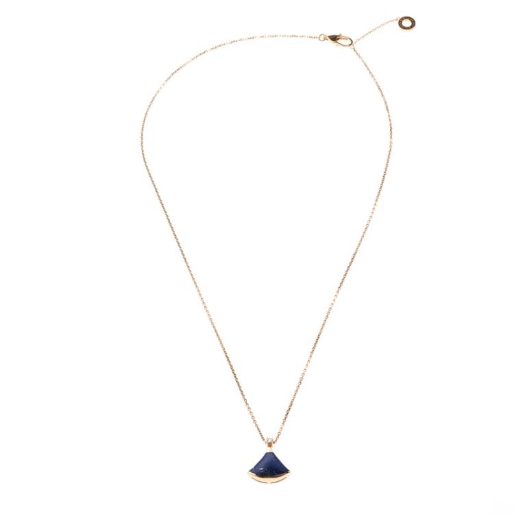 Bvlgari Divas' Dream Diamond Lapis Lazuli 18k Rose Gold Pendant Necklace  Bvlgari | TLC