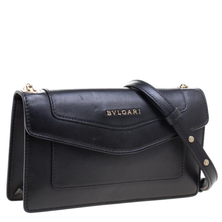 Pre Owned Bvlgari Black Leather Forever Crossbody Bag