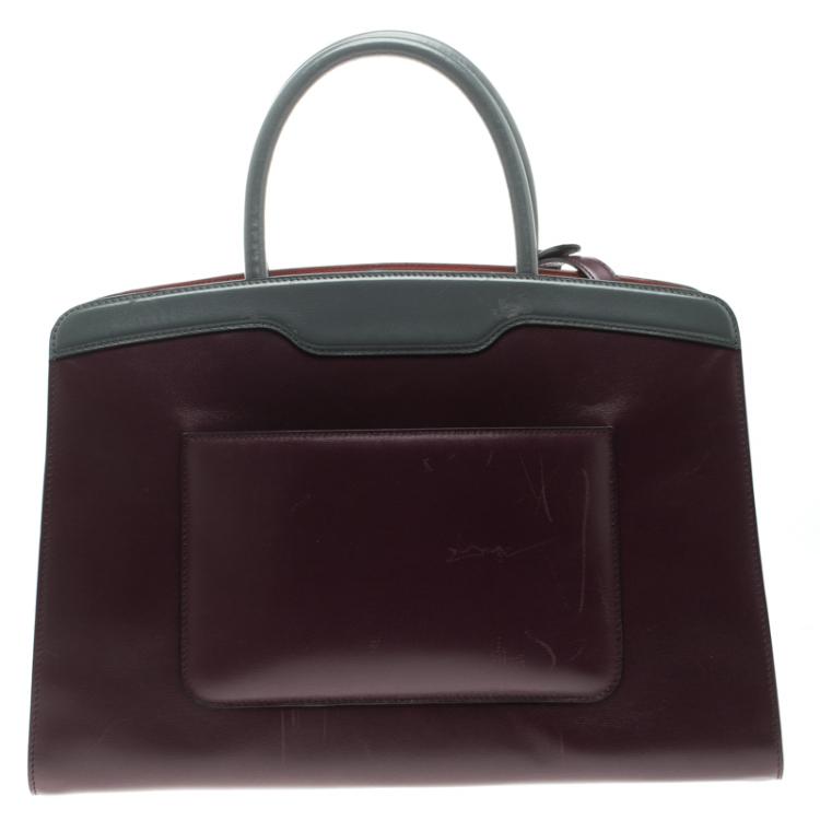 Pre Owned Bvlgari Purple Leather Medium Icona Tote