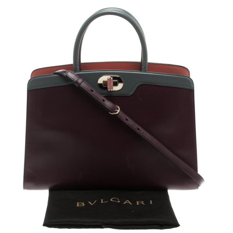 Pre Owned Bvlgari Purple Leather Medium Icona Tote