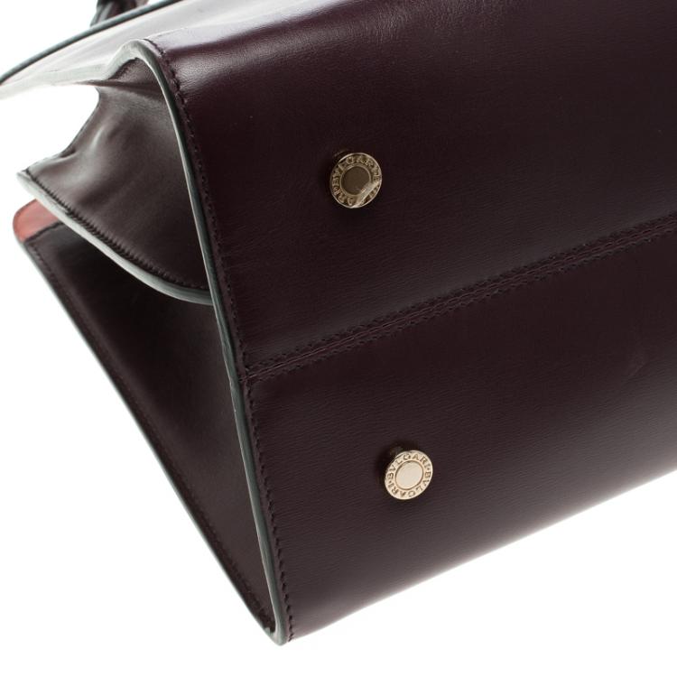 Pre Owned Bvlgari Purple Leather Medium Icona Tote