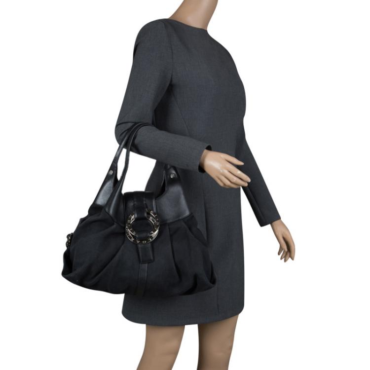مملوكة مسبقًا Bvlgari Black Fabric and Leather Chandra Hobo