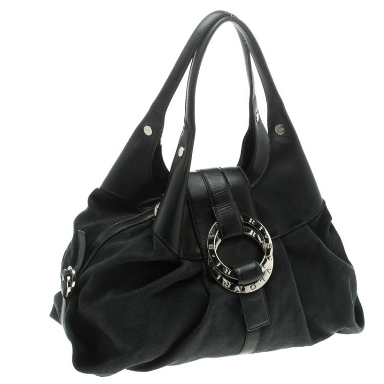 مملوكة مسبقًا Bvlgari Black Fabric and Leather Chandra Hobo