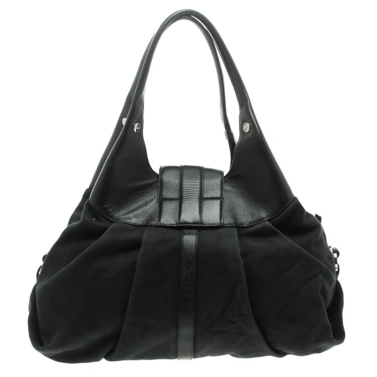 مملوكة مسبقًا Bvlgari Black Fabric and Leather Chandra Hobo
