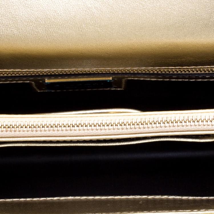 Pre Owned Bvlgari Gold Quilted Scaglie Leather Medium Serpenti Forever Shoulder Bag
