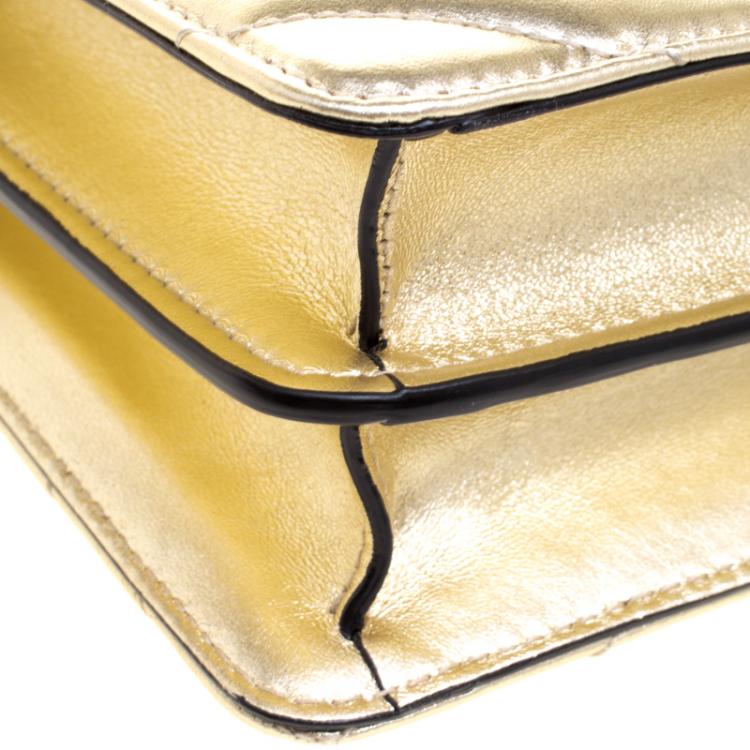 Pre Owned Bvlgari Gold Quilted Scaglie Leather Medium Serpenti Forever Shoulder Bag