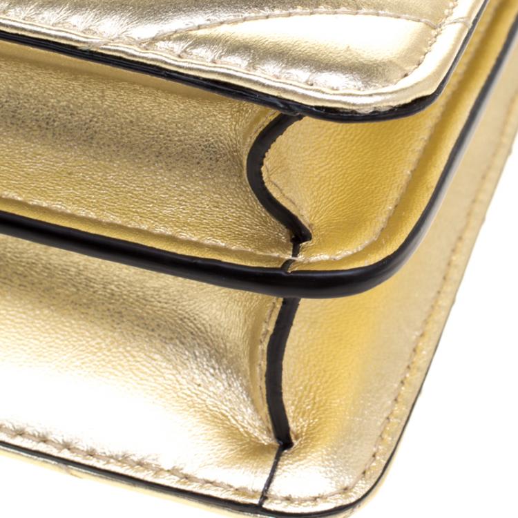 Pre Owned Bvlgari Gold Quilted Scaglie Leather Medium Serpenti Forever Shoulder Bag
