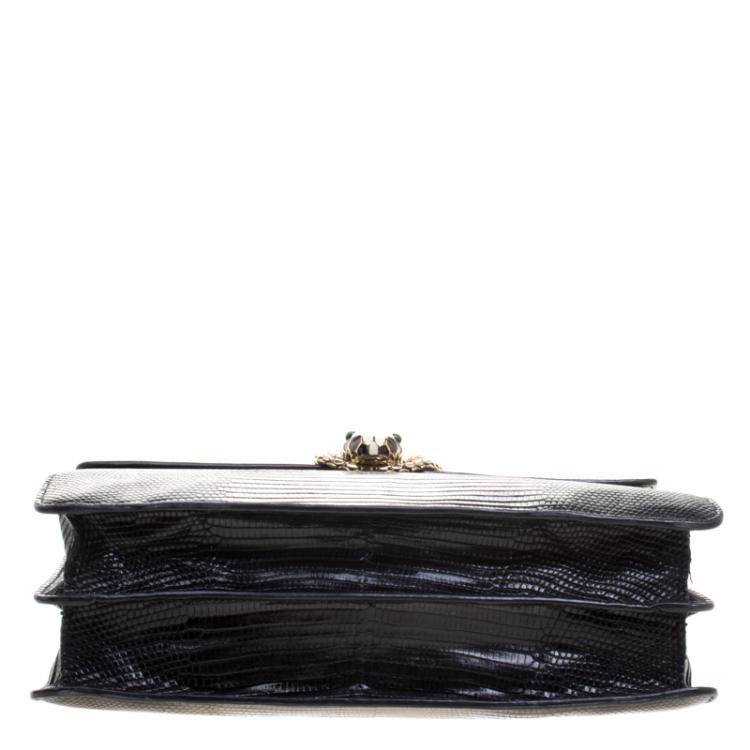 Pre Owned Bvlgari Black Lizard Skin Serpenti Forever Shoulder Bag