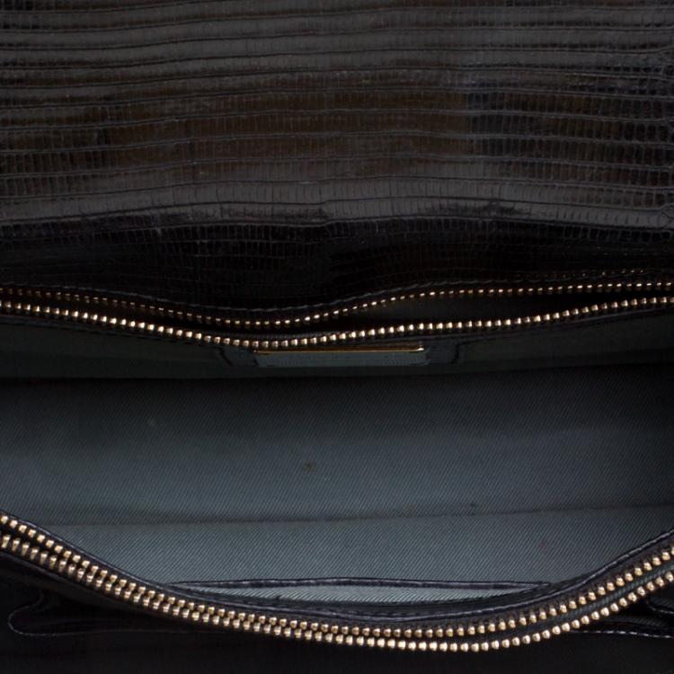Pre Owned Bvlgari Black Lizard Skin Serpenti Forever Shoulder Bag