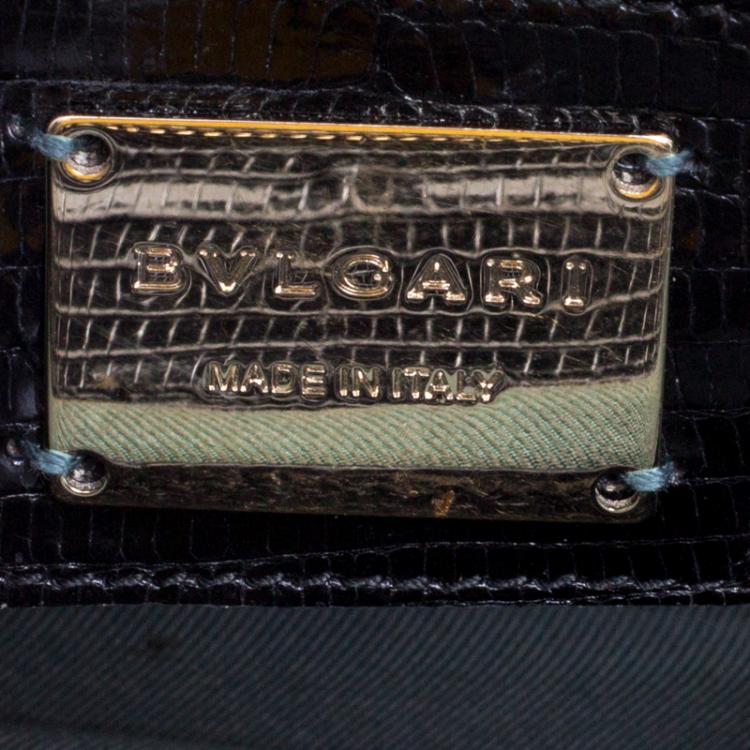 Pre Owned Bvlgari Black Lizard Skin Serpenti Forever Shoulder Bag