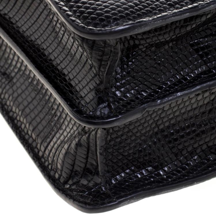 Pre Owned Bvlgari Black Lizard Skin Serpenti Forever Shoulder Bag