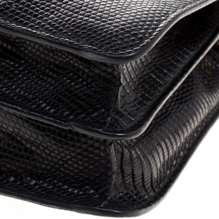Pre Owned Bvlgari Black Lizard Skin Serpenti Forever Shoulder Bag