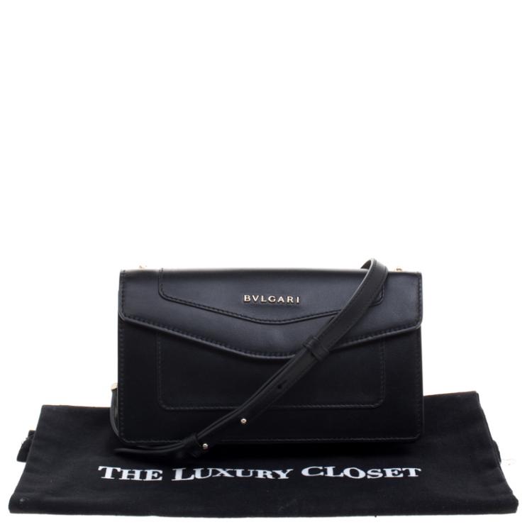 مملوكة مسبقًا Bvlgari Black Leather Forever Crossbody Bag