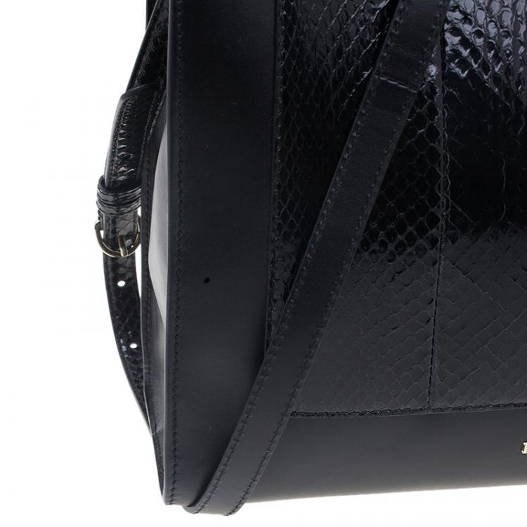Pre Owned Bvlgari Black Python Medium Serpenti Tote Bag