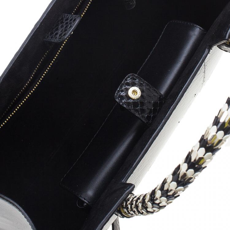 Pre Owned Bvlgari Black Python Medium Serpenti Tote Bag