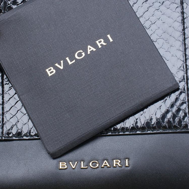 Pre Owned Bvlgari Black Python Medium Serpenti Tote Bag