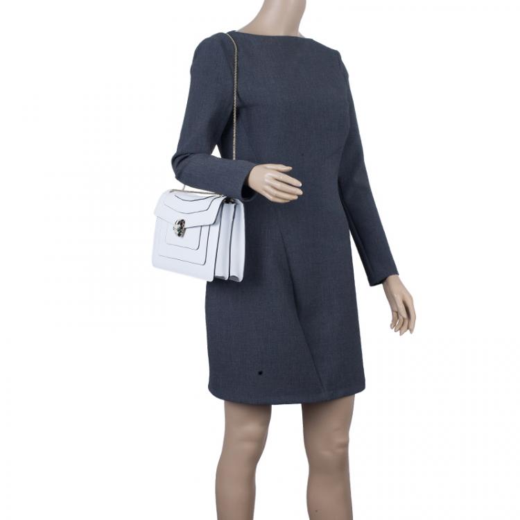 Pre Owned Bvlgari White Calfskin Small Shoulder Bag