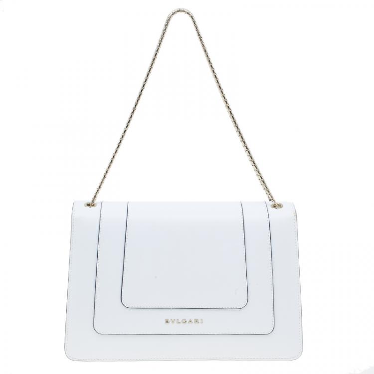 Pre Owned Bvlgari White Calfskin Small Shoulder Bag