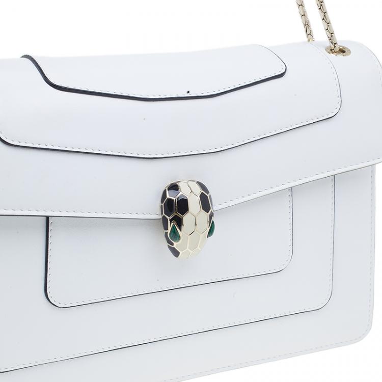 Pre Owned Bvlgari White Calfskin Small Shoulder Bag