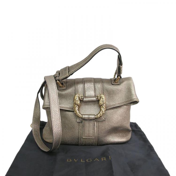 Pre Owned Bvlgari Bronze Leather Leoni Shouder Bag