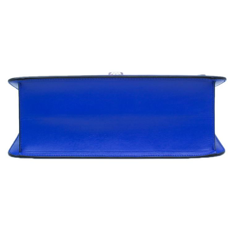 Pre Owned Bvlgari Blue Leather Serpenti Top Handle Flap Bag