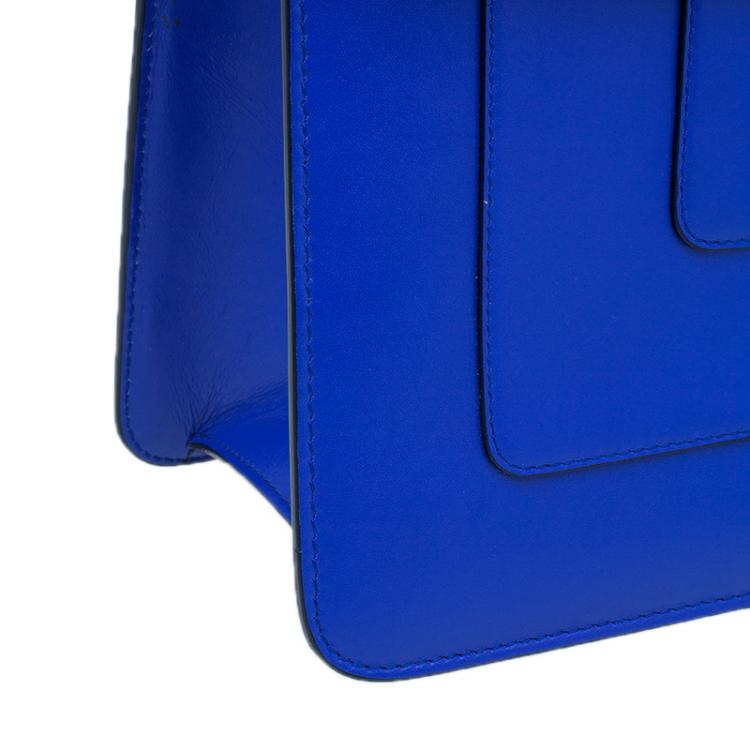 Pre Owned Bvlgari Blue Leather Serpenti Top Handle Flap Bag
