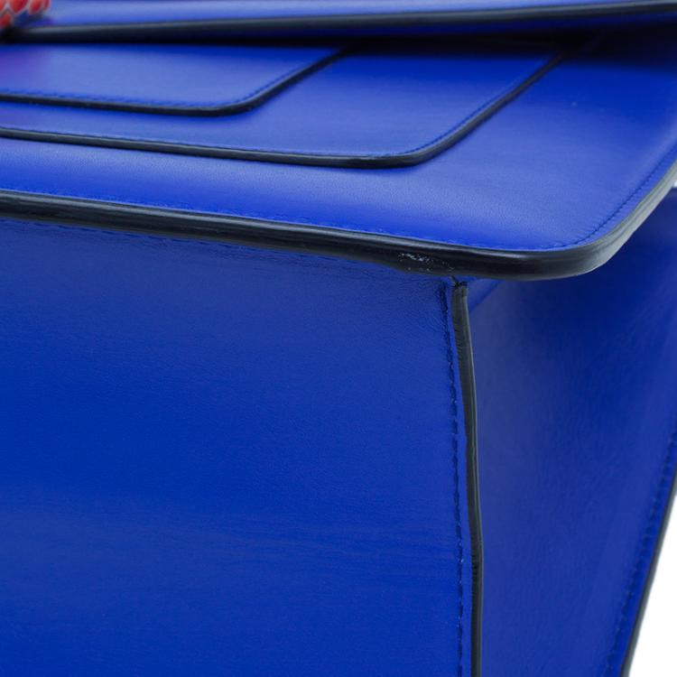 Pre Owned Bvlgari Blue Leather Serpenti Top Handle Flap Bag