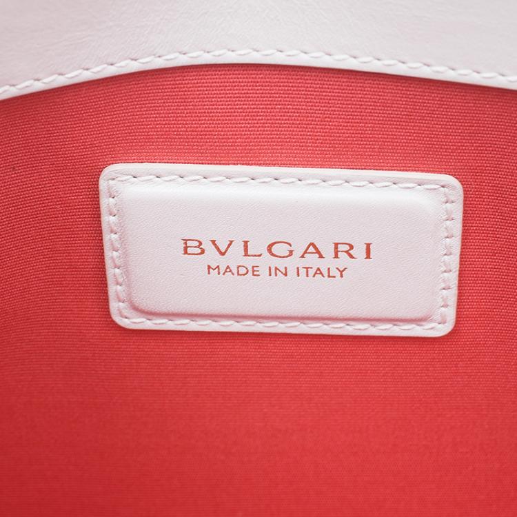 Pre Owned Bvlgari White Agate and Black Leather Medium Flap Cover Bag