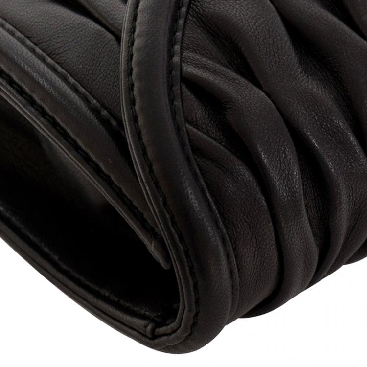 Pre Owned Bvlgari Black Pleated Leather Leoni Clutch