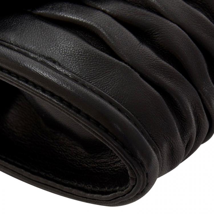 Pre Owned Bvlgari Black Pleated Leather Leoni Clutch