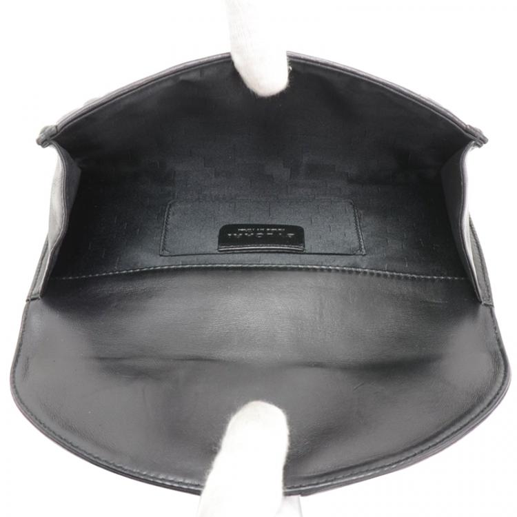 Pre Owned Bvlgari Black Pleated Leather Leoni Clutch