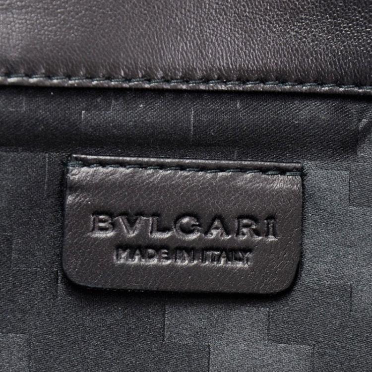 Pre Owned Bvlgari Black Pleated Leather Leoni Clutch