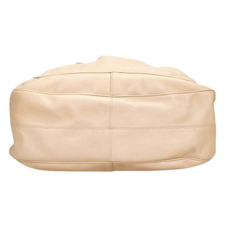 Pre Owned Bvlgari Beige Leather Ruched Hobo