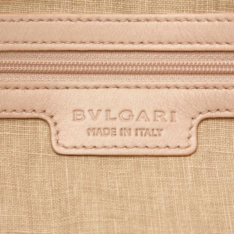 Pre Owned Bvlgari Beige Leather Ruched Hobo