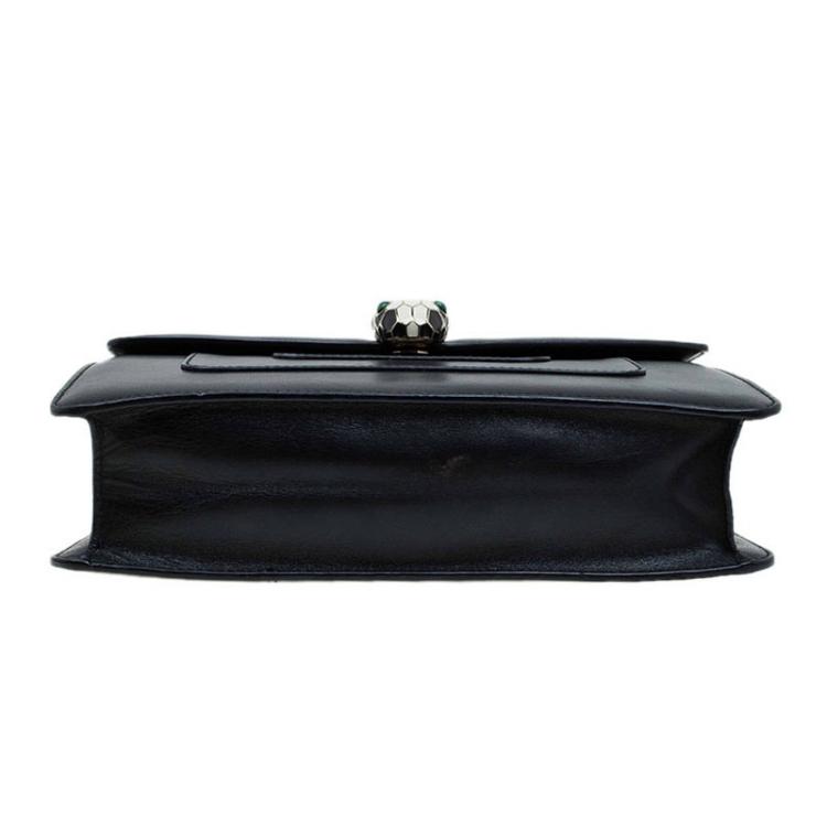 Pre Owned Bvlgari Black Leather Medium Serpenti Shoulder Bag