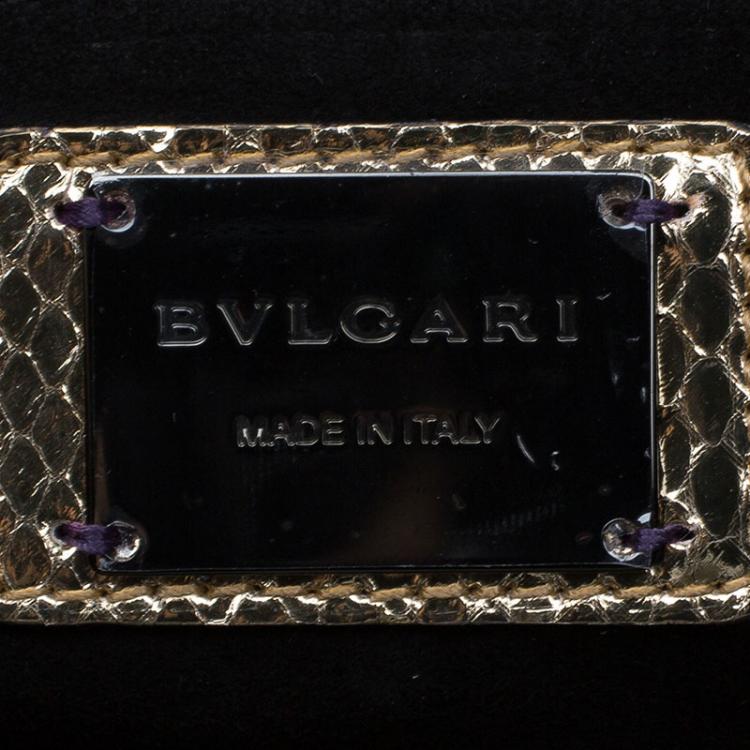 Pre Owned Bvlgari Grey/Gold Leather and Snakeskin Serpenti Scaglie Satchel