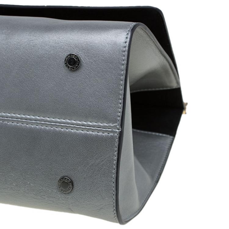 Pre Owned Bvlgari Grey/Gold Leather and Snakeskin Serpenti Scaglie Satchel