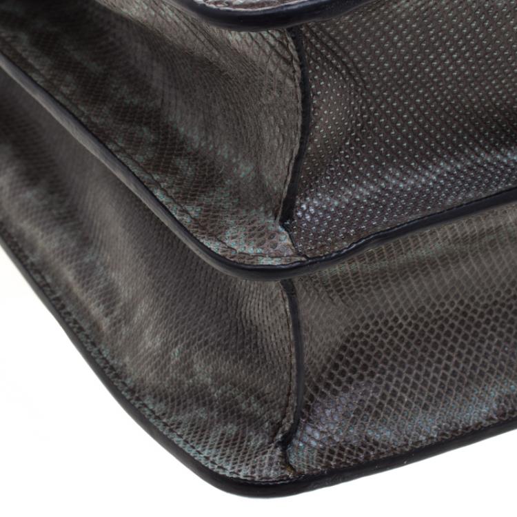 Pre Owned Bvlgari Brown/Turquoise Snake Skin Large Serpenti Forever Shoulder Bag