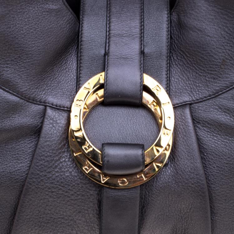 Pre Owned Bvlgari Metallic Grey Leather Chandra Hobo