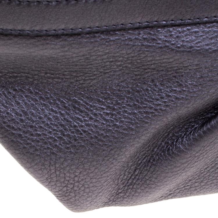Pre Owned Bvlgari Metallic Grey Leather Chandra Hobo