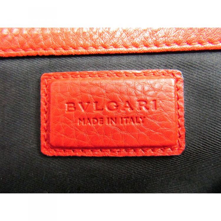 Pre Owned Bvlgari Red Pebbled Leather Shopping Tote