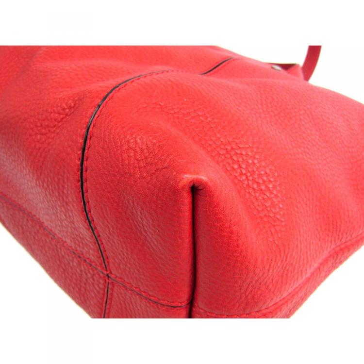 Pre Owned Bvlgari Red Pebbled Leather Shopping Tote