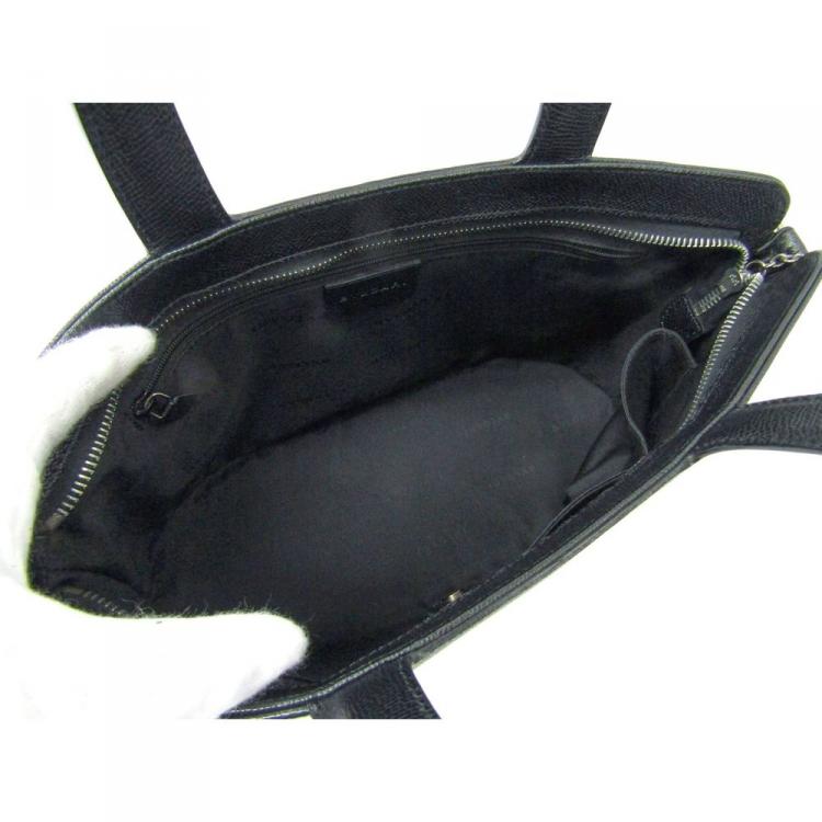 Pre Owned Bvlgari Black Leather Shopper Tote
