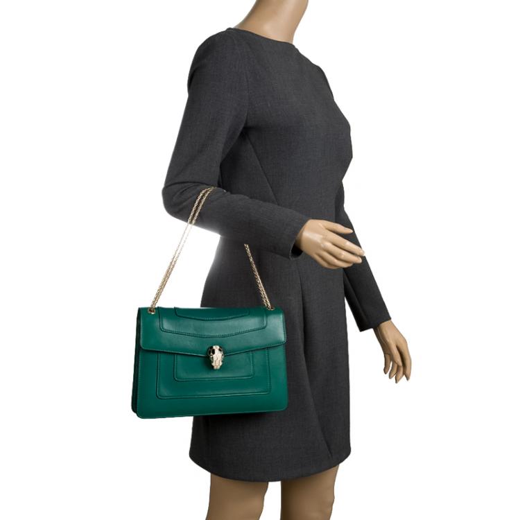 Serpenti leather handbag Bvlgari Green in Leather - 26478621