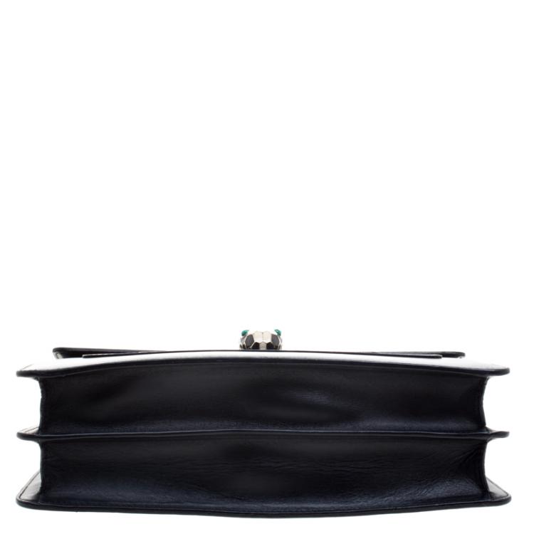 Pre Owned Bvlgari Black Leather Serpenti Forever Shoulder Bag