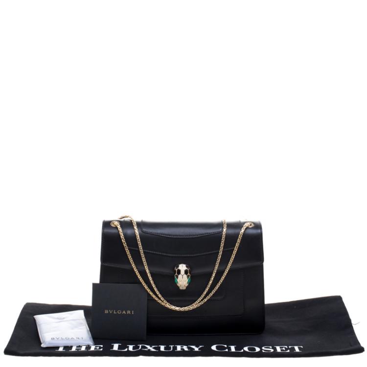 Pre Owned Bvlgari Black Leather Serpenti Forever Shoulder Bag