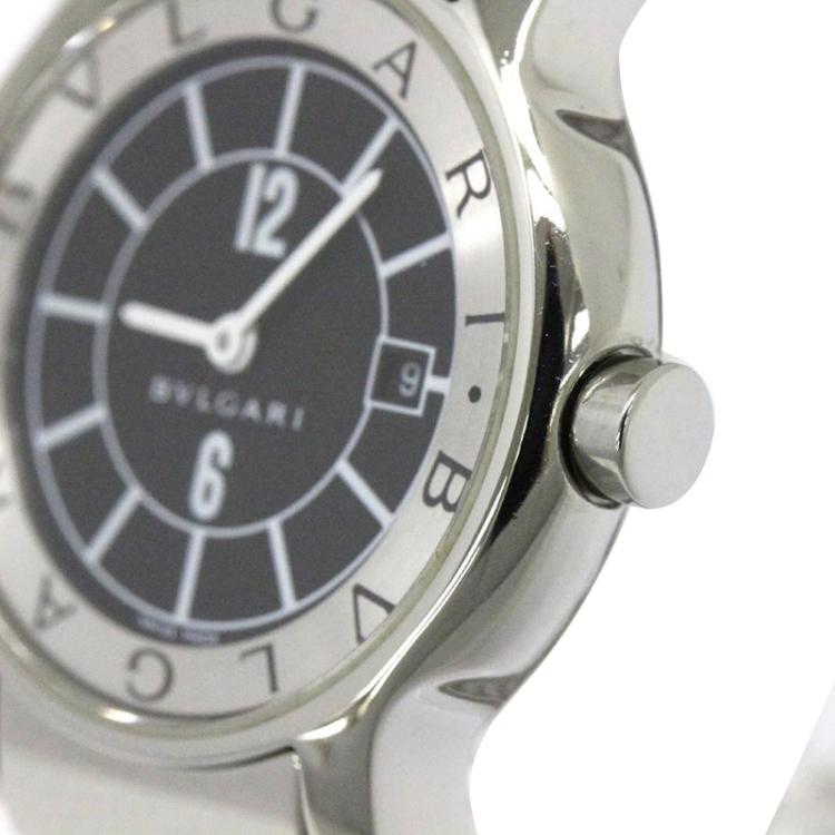 Pre Owned Bvlgari Black Stainless Steel Solotempo Women's Wristwatch 29MM