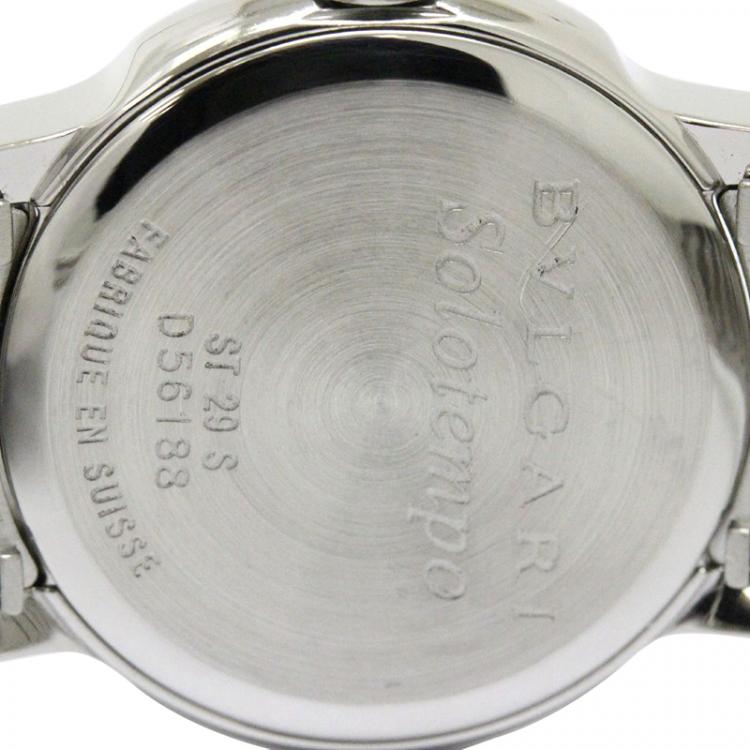 Pre Owned Bvlgari Black Stainless Steel Solotempo Women's Wristwatch 29MM